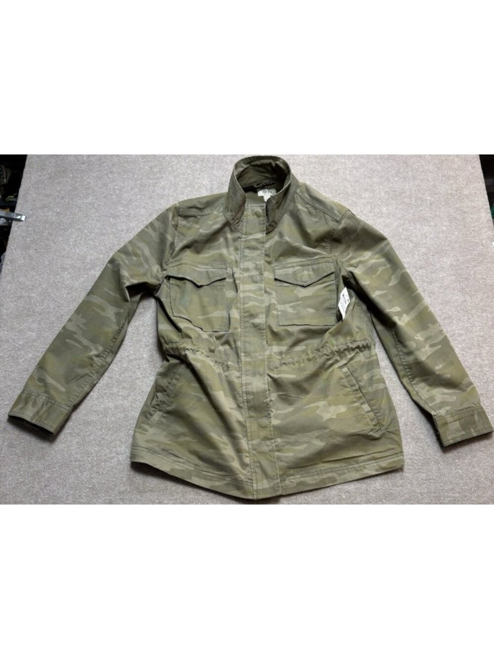 Style & Co Jacket Women's XL Green Denim Camouflage Button Front Military NWT